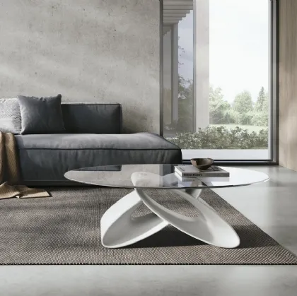 Tavolino ovale Eclipse con piano in vetro e base in poliuretano di Target Point
