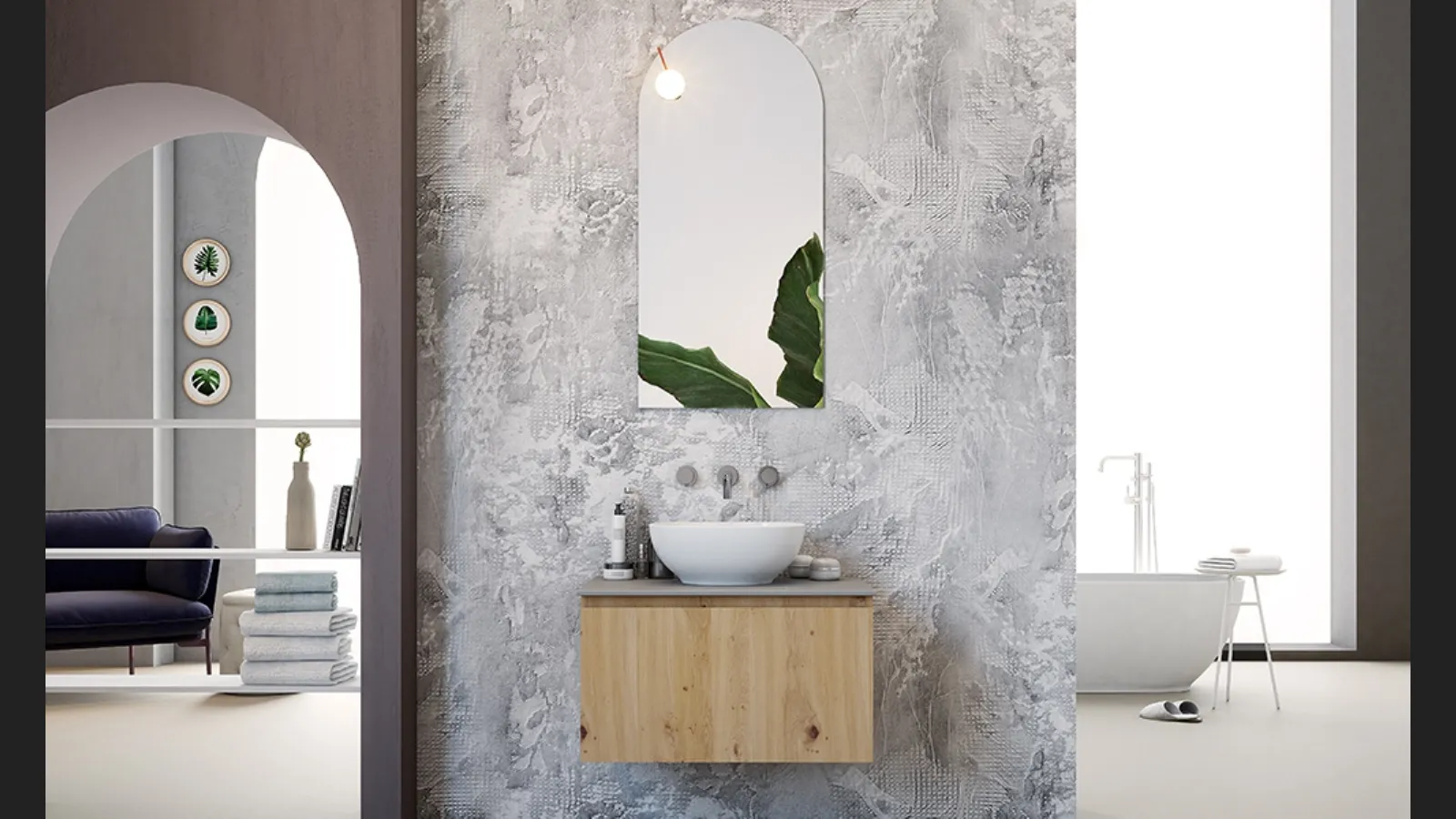 Mobile da Bagno sospeso in legno Linea LN41 di Arteba