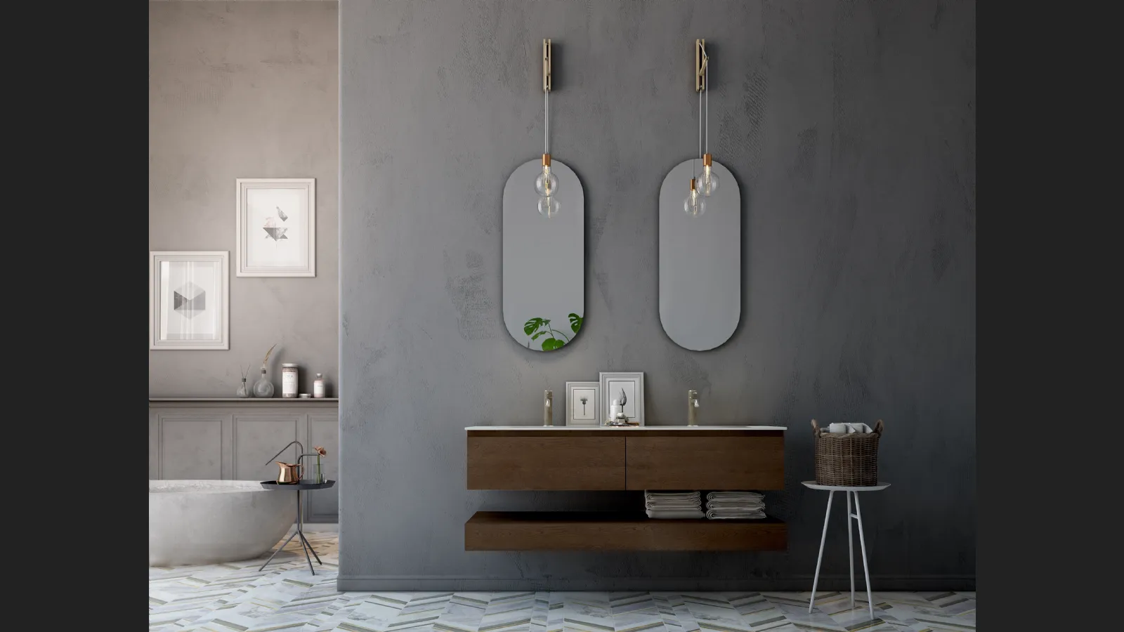 Mobile da Bagno sospeso in legno Linea LN35 di Arteba