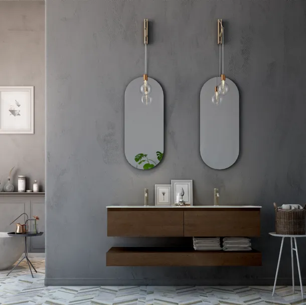 Mobile da Bagno sospeso in legno Linea LN35 di Arteba