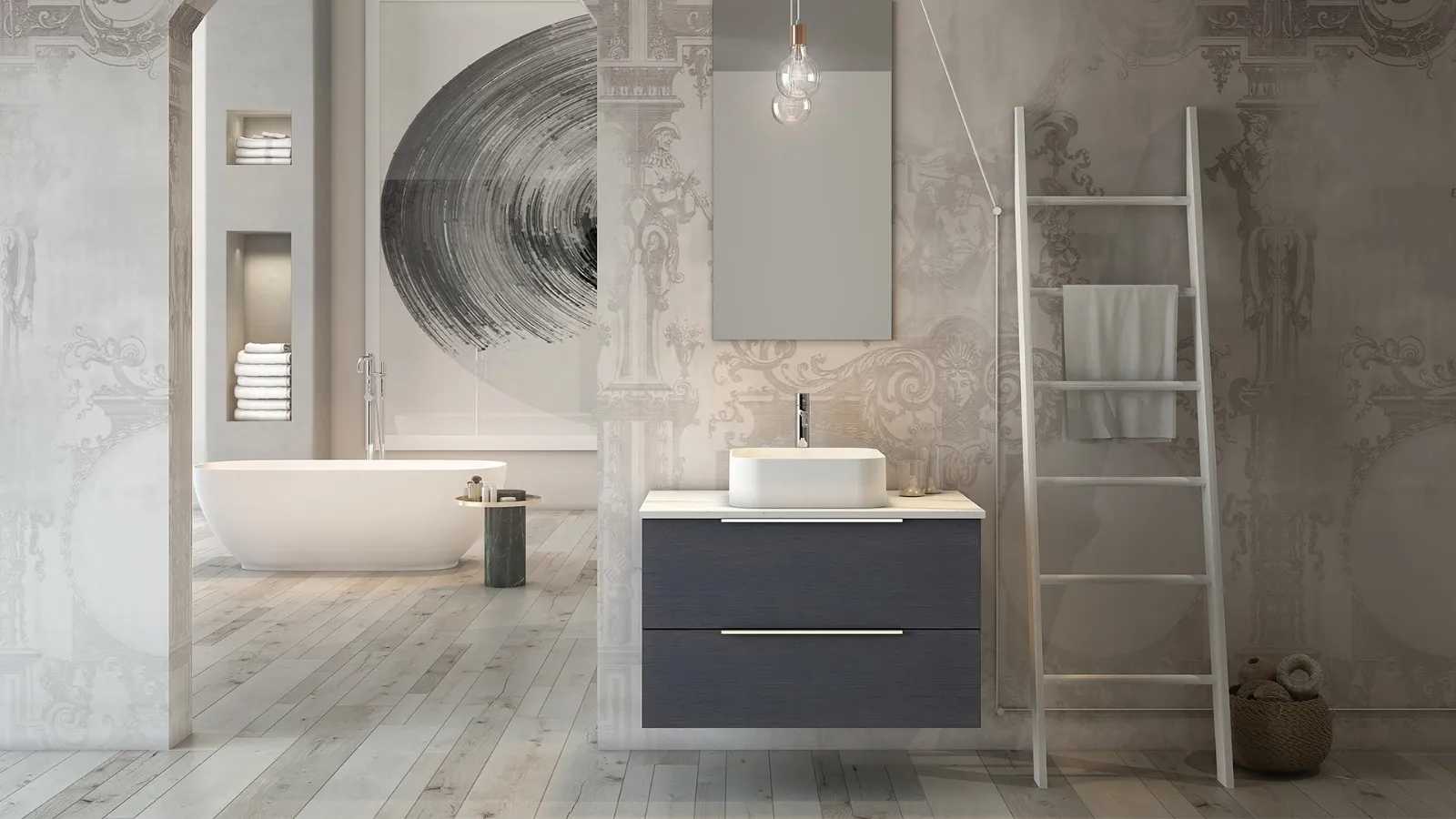 Mobile da Bagno sospeso Linea LN40 in legno laccato di Arteba