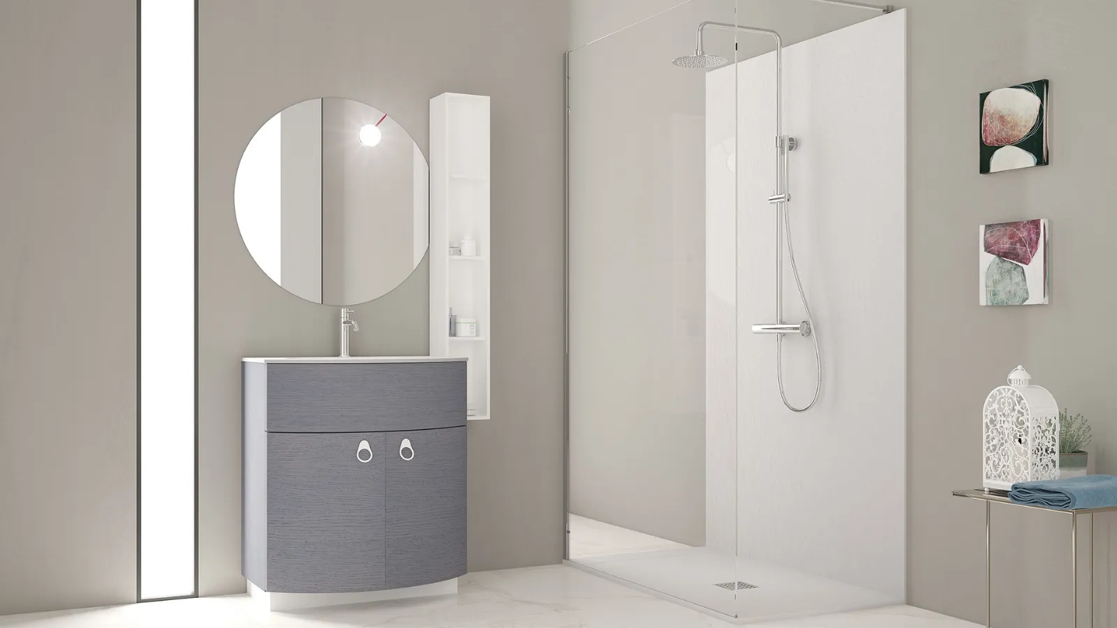 Mobile da Bagno a terra Onda ON03 in legno laccato di Arteba