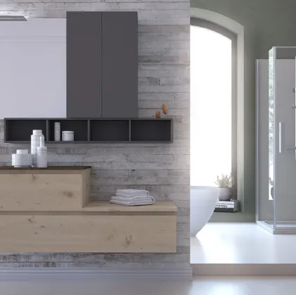 Mobile da Bagno sospeso in legno Linea LN07 di Arteba