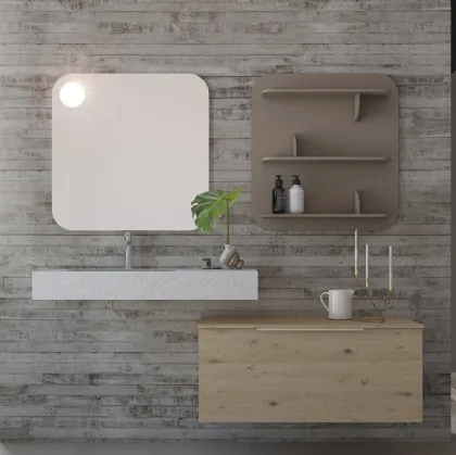 Mobile da Bagno sospeso in legno e HPL effetto cemento Linea LN46 di Arteba