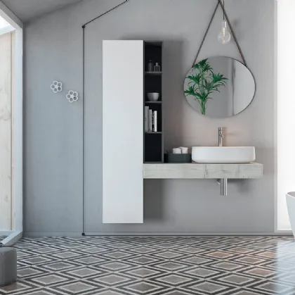 Mobile da Bagno in laccato bianco e top in legno Linea LN43 di Arteba