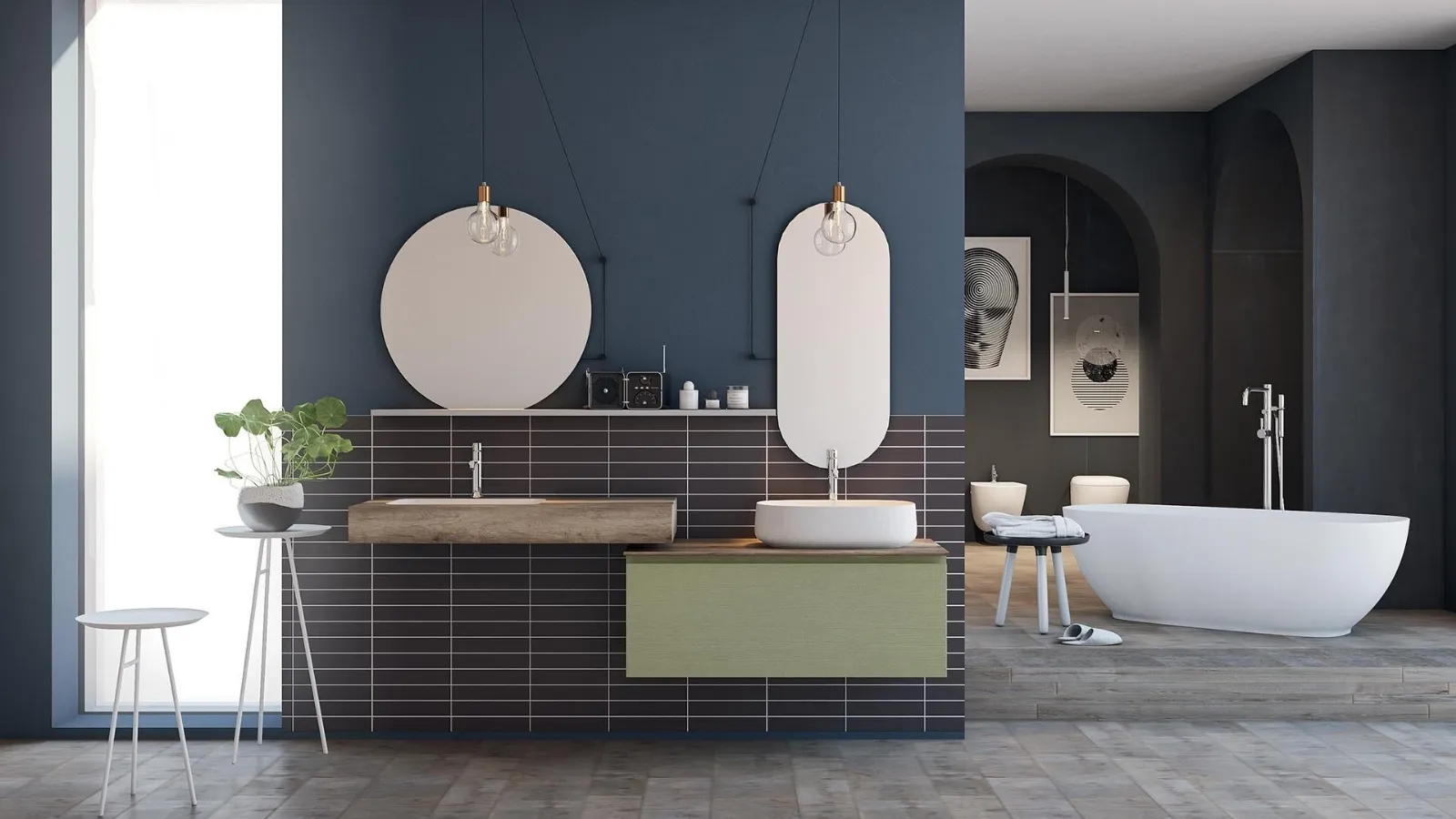 Mobile da Bagno sospeso Linea LN36 in legno laccato di Arteba