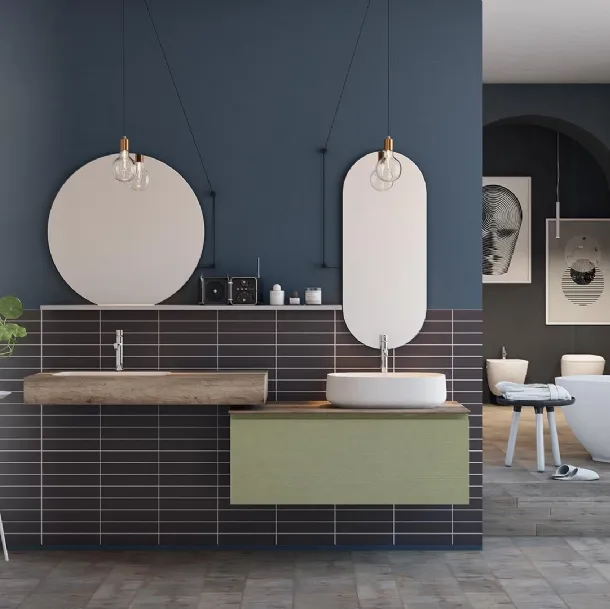 Mobile da Bagno sospeso Linea LN36 in legno laccato di Arteba