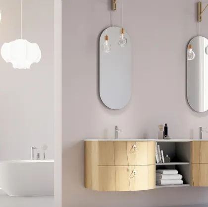 Mobile da bagno sospeso in legno Onda ON09 di Arteba
