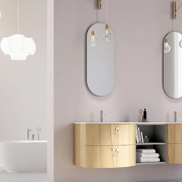Mobile da bagno sospeso in legno Onda ON09 di Arteba