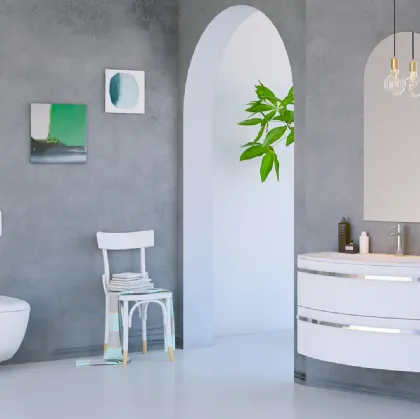 Mobile da bagno sospeso in laccato bianco Onda ON02 di Arteba