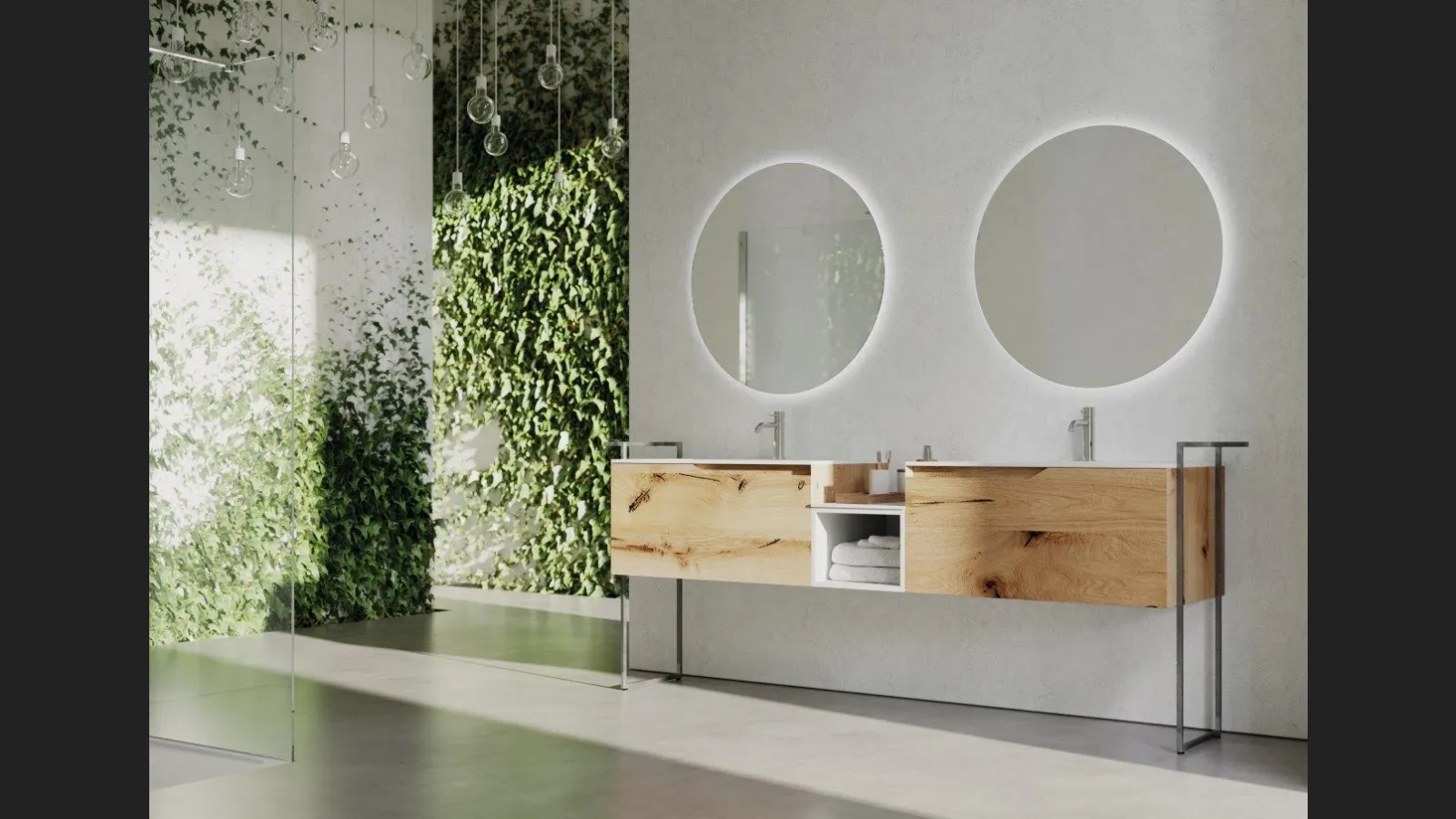 Mobile da bagno a terra in legno e metallo Rustech RT14 di Arteba