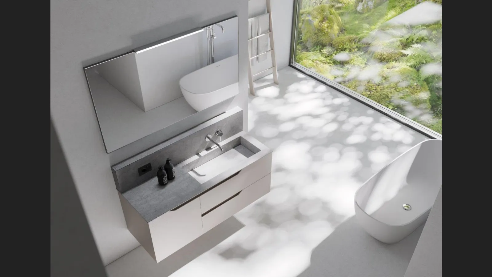 Mobile da bagno sospeso in laccato opaco Rustech RT19 di Arteba