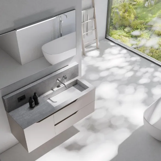 Mobile da bagno sospeso in laccato opaco Rustech RT19 di Arteba