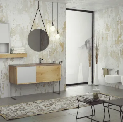 Mobile da bagno a terra in legno, laccato e metallo SuperNatural SN04 di Arteba