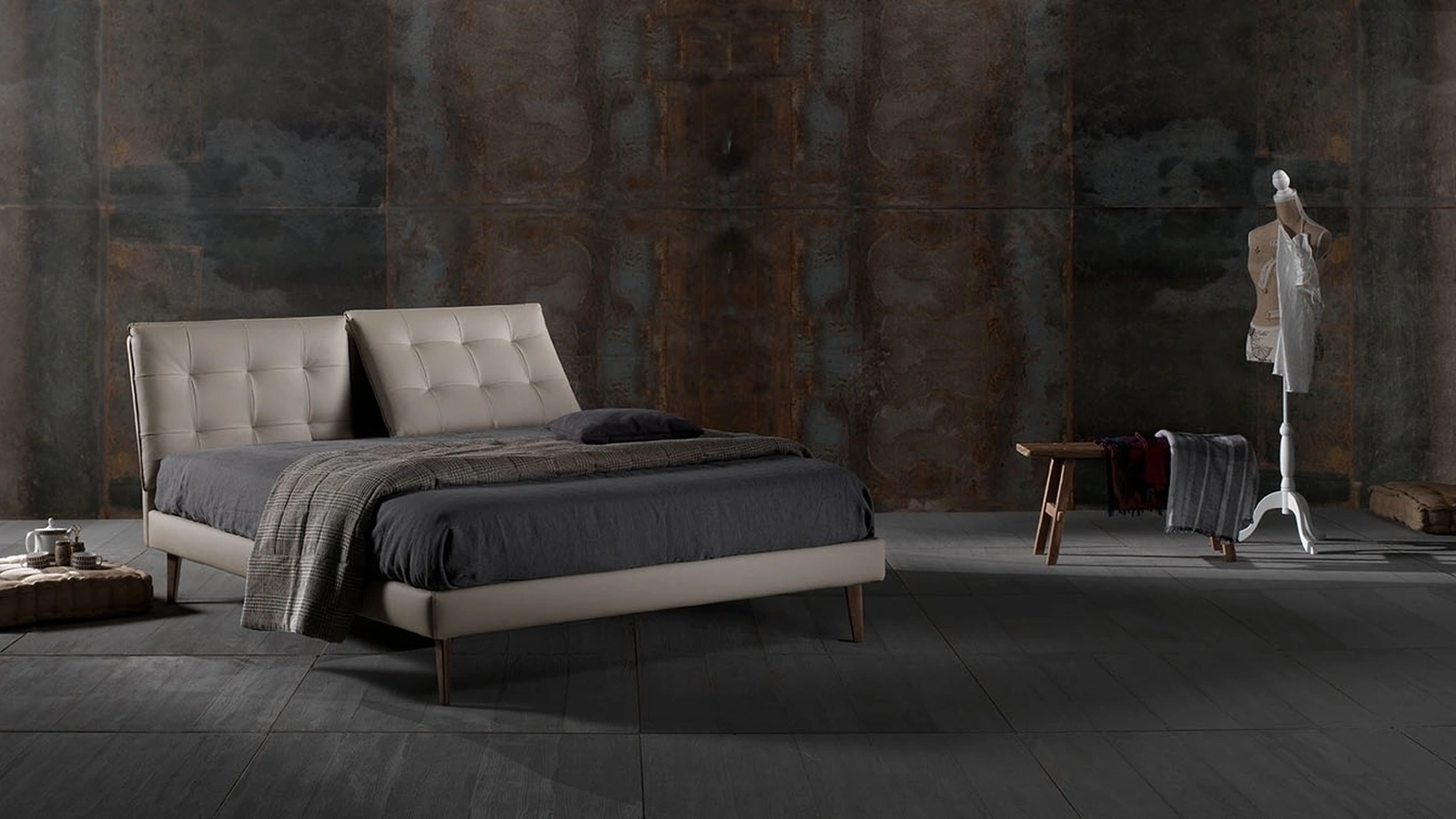 Letto in vellutino imbottito Zoè Quattro Ring 14 di Excò