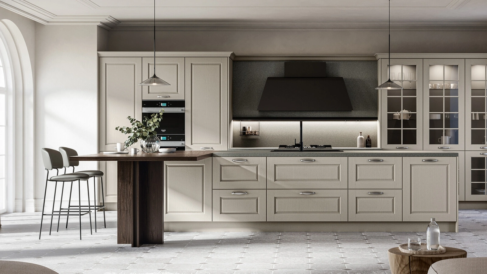 Cucina Classica con isola Asolo 03 in laccato e laminato di Arredo3